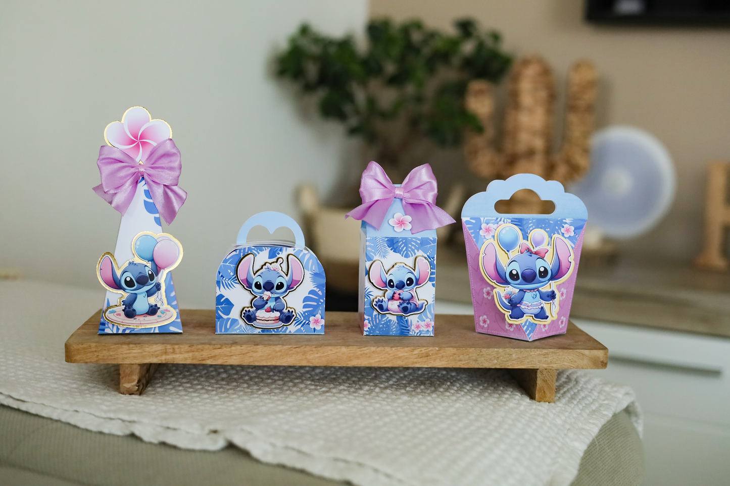 Stitch - Lot de 16 boîtes personnalisées – Décoration d’anniversaire enfant