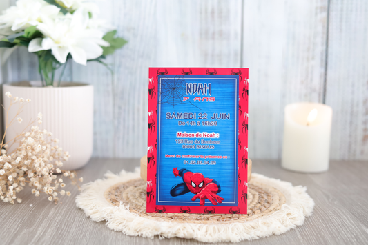 Spiderman - Carte d’invitation personnalisée – Anniversaire enfant super-héros
