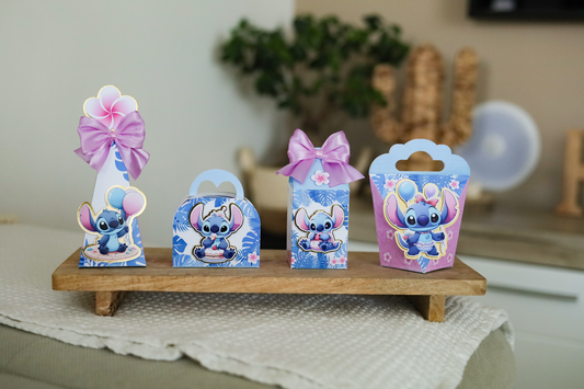 Stitch - Lot de 16 boîtes  personnalisées – Décoration d’anniversaire enfant